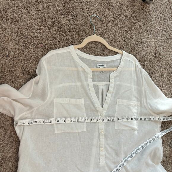 Old Navy Women’s Linen Blend Poppy to Bright White Button Down Shirt XXL - Picture 8 of 9